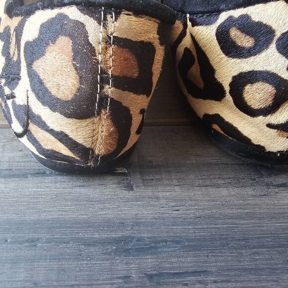Sam Edelman Felicia Ballet Flats US 7M Leopard Calf Hair Slip-On Bow Classic - Picture 3 of 8